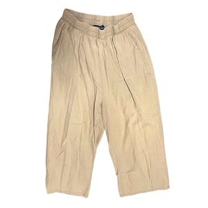 Beige Linen Wide Leg Pants